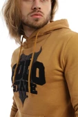 Erkek 3 İplik Pamuklu İçi Polarlı Süzine Nakışlı Regular Fit Kapüşonlu Kanguru Cepli Kahverengi Sweatshirt thumbnail 8