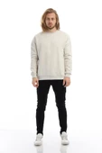 Erkek 3 İplik Pamuklu İçi Polarlı Regular Fit Basic Bisklet Yaka Kar Melanj Sweatshirt thumbnail 9