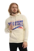 Erkek 3 İplik Pamuklu İçi Polarlı Regular Fit Baskılı Kapüşonlu Kanguru Cepli Ekru Sweatshirt thumbnail 8