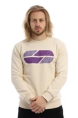 Erkek 3 İplik Pamuklu Baskılı Regular Fit Basic Bisiklet Yaka Ekru Sweatshirt - 8
