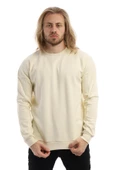 Erkek 3 İplik Pamuklu İçi Polarlı Regular Fit Basic Bisklet Yaka Krem Sweatshirt thumbnail 6