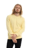Erkek 3 İplik Pamuklu Regular Fit Basic Bisiklet Yaka Sarı Sweatshirt - 3