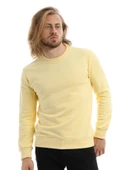 Erkek 3 İplik Pamuklu Regular Fit Basic Bisiklet Yaka Sarı Sweatshirt - 1