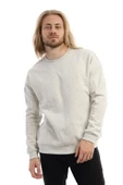 Erkek 3 İplik Pamuklu İçi Polarlı Regular Fit Basic Bisklet Yaka Kar Melanj Sweatshirt thumbnail 1
