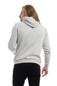 Erkek 3 İplik Pamuklu İçi Polarlı Regular Fit Baskılı Kapüşonlu Kanguru Cepli Gri Sweatshirt thumbnail 5