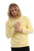 Erkek 3 İplik Pamuklu Regular Fit Basic Bisiklet Yaka Sarı Sweatshirt - 12