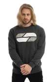 Erkek 3 İplik Pamuklu Baskılı Regular Fit Basic Bisiklet Yaka Antrasit Sweatshirt - 8
