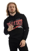 Erkek 3 İplik Pamuklu İçi Polarlı Regular Fit Baskılı Kapüşonlu Kanguru Cepli Siyah Sweatshirt - 7