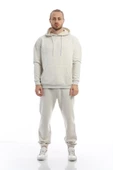 Erkek 3 İplik Pamuklu İçi Polarlı Oversize Kapüşonlu Kanguru Cepli Kar Melanj Sweatshirt - 8