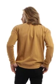 Erkek 3 İplik Pamuklu İçi Polarlı Regular Fit Basic Bisklet Yaka Kahverengi Sweatshirt - 5