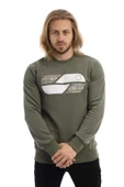 Erkek 3 İplik Pamuklu Baskılı Regular Fit Basic Bisiklet Yaka Yeşil Sweatshirt thumbnail 6
