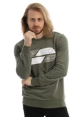 Erkek 3 İplik Pamuklu Baskılı Regular Fit Basic Bisiklet Yaka Yeşil Sweatshirt thumbnail 12