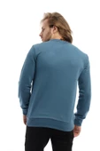 Erkek 3 İplik Pamuklu Regular Fit Basic Bisiklet Yaka Mavi Sweatshirt thumbnail 10