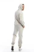 Erkek 3 İplik Pamuklu İçi Polarlı Oversize Kapüşonlu Kanguru Cepli Kar Melanj Sweatshirt - 10