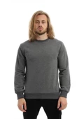 Erkek 3 İplik Pamuklu Regular Fit Basic Bisiklet Yaka Antrasit Sweatshirt - 6