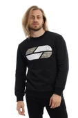 Erkek 3 İplik Pamuklu Baskılı Regular Fit Basic Bisiklet Yaka Siyah Sweatshirt - 3