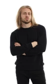 Erkek 3 İplik Pamuklu Regular Fit Basic Bisiklet Yaka Siyah Sweatshirt - 8