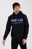 Erkek Kapüşonlu Baskılı 3 İplik Sweatshirt Siyah - 3
