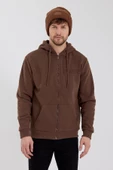 Age Of State Nakışlı Fermuarlı 3 İplik Sweatshirt Kahverengi - 1