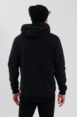 Erkek Kapüşonlu Baskılı 3 İplik Sweatshirt Siyah - 5
