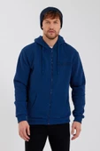 Age Of State Nakışlı Fermuarlı 3 İplik Sweatshirt İndigo - 6