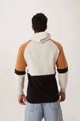 Erkek 3 İplik Pamuklu İçi Polarlı 3 Renkli Oversize Baskılı Kapüşonlu Gri Sweatshirt - 6