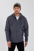 Age Of State Nakışlı Fermuarlı 3 İplik Sweatshirt Antrasit - 6