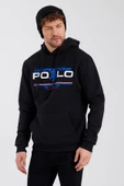 Erkek Kapüşonlu Baskılı 3 İplik Sweatshirt Siyah - 12