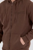 Age Of State Nakışlı Fermuarlı 3 İplik Sweatshirt Kahverengi - 3