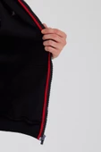Erkek Fermuarlı Kanguru Cep 3 İplik Sweatshirt Siyah - 3