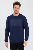 Erkek Baskılı Sweatshirt  Lacivert - 7