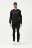 Erkek Baskılı Sweatshirt  Siyah thumbnail 2