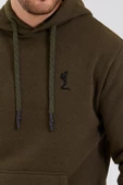 Erkek İskelet Nakışlı 3 İplik Kapüşonlu Sweatshirt Haki - 3