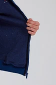 Erkek Fermuarlı Kanguru Cep 3 İplik Sweatshirt İndigo thumbnail 8