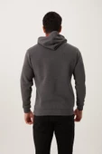 Erkek İskelet Nakışlı 3 İplik Kapüşonlu Sweatshirt Antrasit - 6