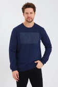 Erkek Baskılı Sweatshirt  Lacivert - 9