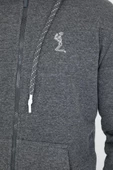 Erkek 3 İplik Pamuklu Regular Fit Nakışlı Fermuarlı Kapüşonlu Cepli Antrasit Sweatshirt - 7