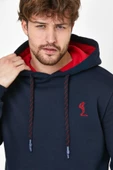 Erkek İskelet Nakışlı 3 İplik Kapüşonlu Sweatshirt Lacivert - 10
