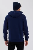 Erkek Fermuarlı Kanguru Cep 3 İplik Sweatshirt Lacivert - 10