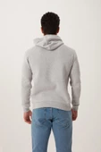 Erkek İskelet Nakışlı 3 İplik Kapüşonlu Sweatshirt Gri - 8