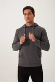 Erkek İskelet Nakışlı 3 İplik Kapüşonlu Sweatshirt Antrasit - 4