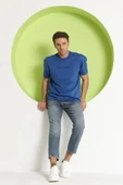 Erkek Polo Baskılı Oversize T-Shirt Saks - 3