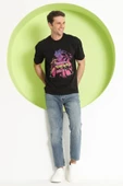 Erkek Baskılı Oversize T-Shirt Siyah - 3