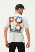 Erkek Polo Baskılı Oversize T-Shirt Kar Melanj - 5
