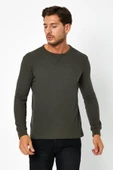 Erkrk Waffle Özel Dokulu Kumaş Standart Fit Uzun Kollu Basic T-shirt - 5