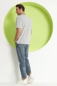 Erkek Baskılı Oversize T-Shirt  Gri Melanj - 12