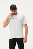 Erkek Polo Baskılı Oversize T-Shirt Kar Melanj - 6