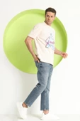 Erkek Baskılı Oversize T-Shirt Ekru - 2