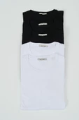 Erkek Bisiklet Yaka Regular Kalıp 5 li T-shirt Paket  Siyah-Beyaz - 1