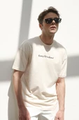 Erkek Polo Baskılı Oversize T-Shirt Ekru - 9
